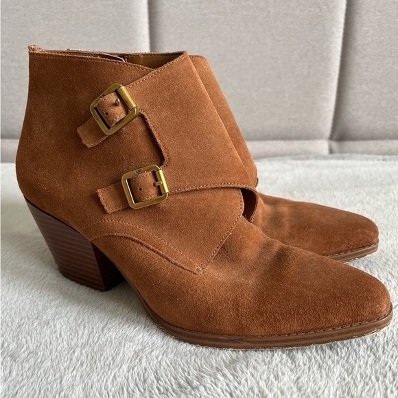 Michael Kors Tan Suede Ankle Booties Boots Size 9M - Picture 2 of 10